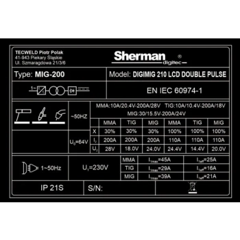 Sherman DIGIMIG 210 LCD DOUBLE PULSE